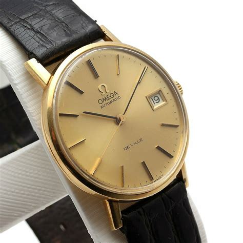 omega deville gold mens watch|omega de ville watch value.